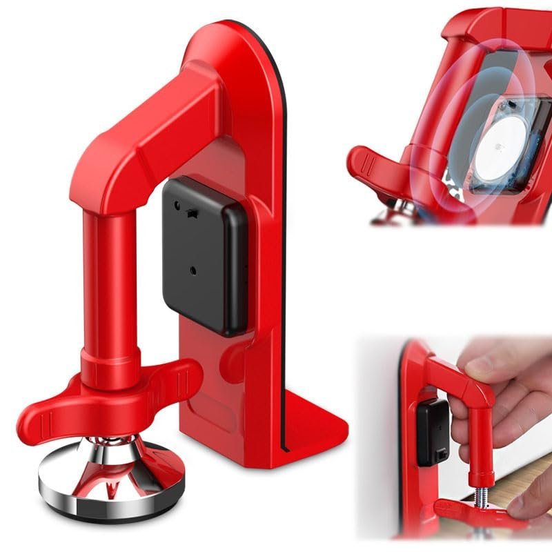 Red magnetic phone holder with wireless charging and a black sensor