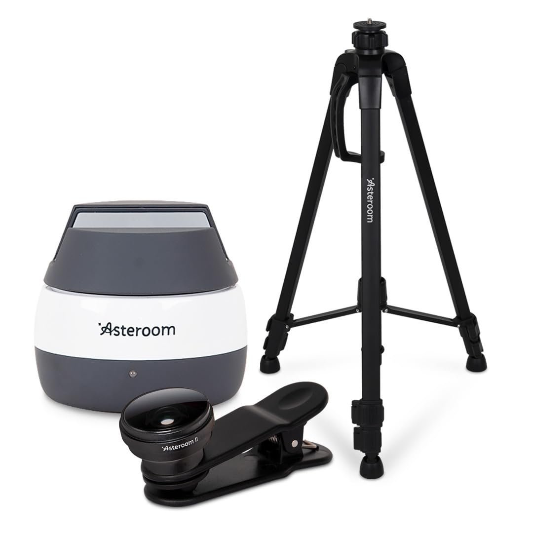 Asteroom photography kit with tripod, lens, and light