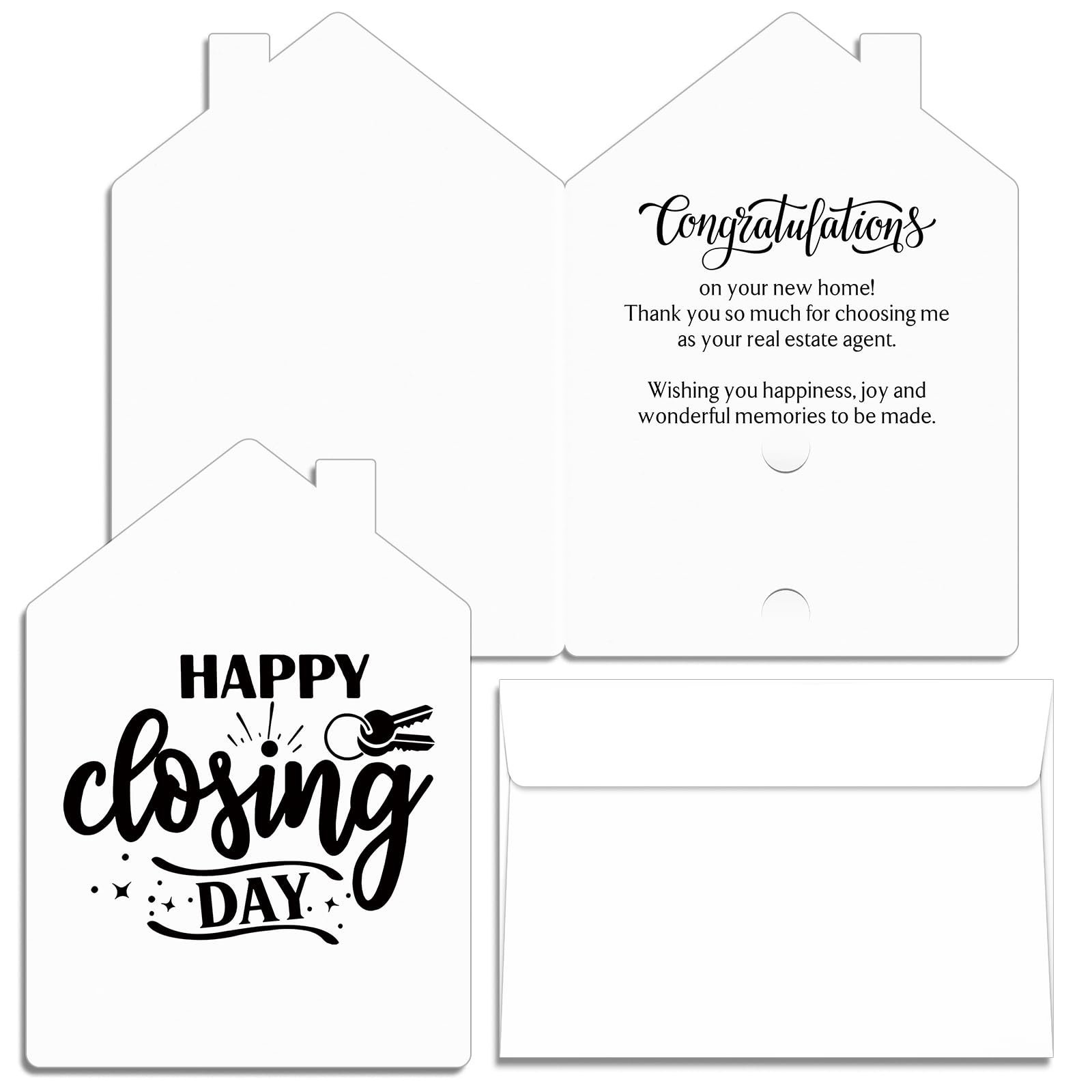 House-shaped "Happy Closing Day" and "Congratulations" cards with envelope