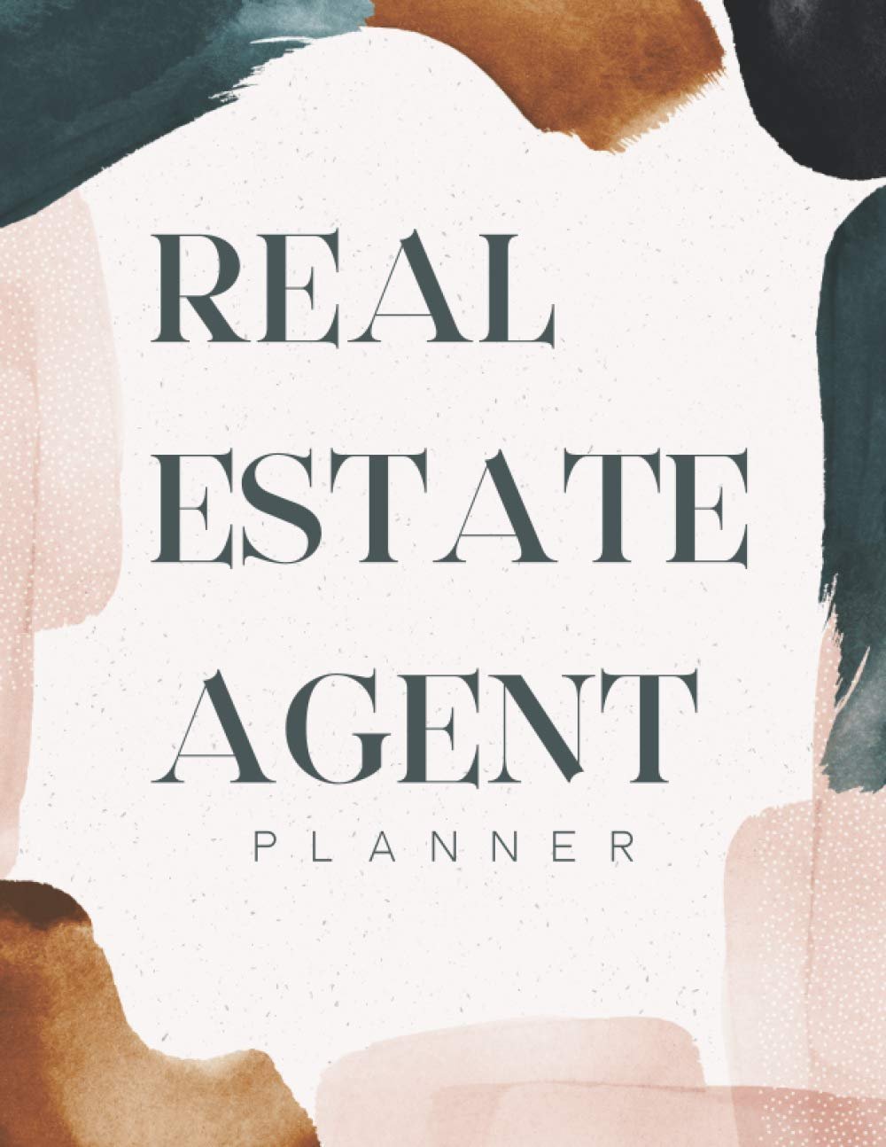 Real Estate Agent Planner cover with watercolor design and text