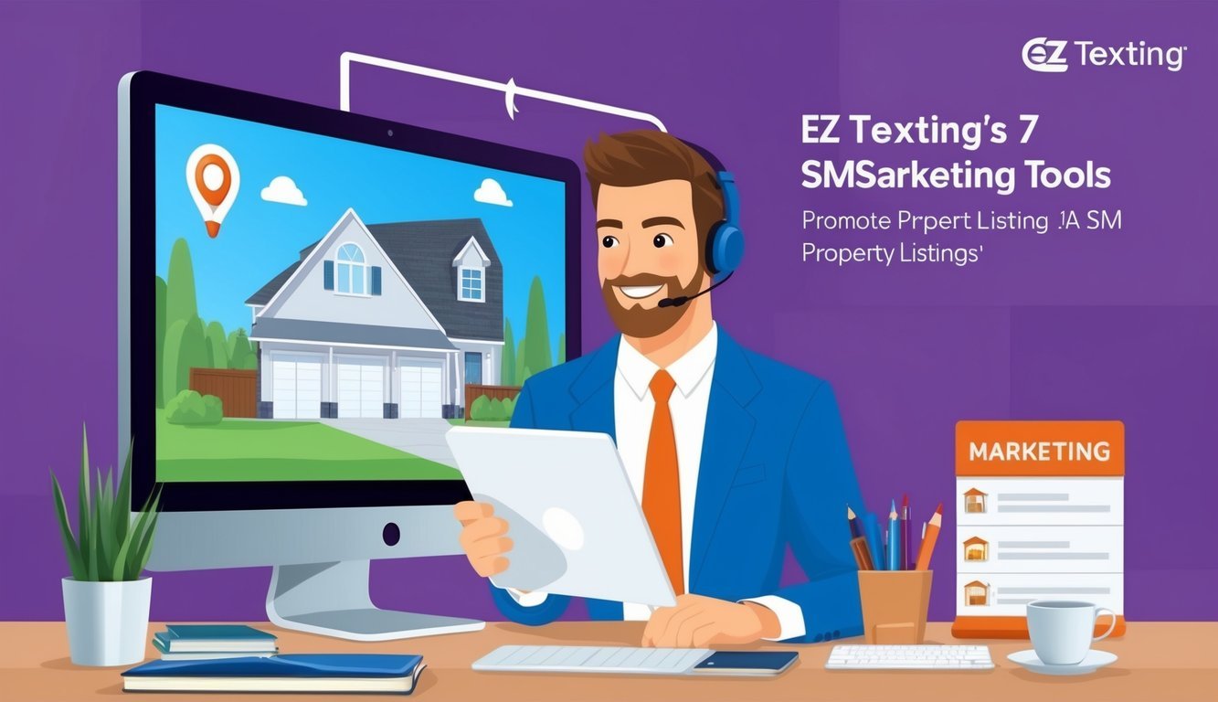 A real estate agent using EZ Texting's 7 SMS marketing tools to promote property listings