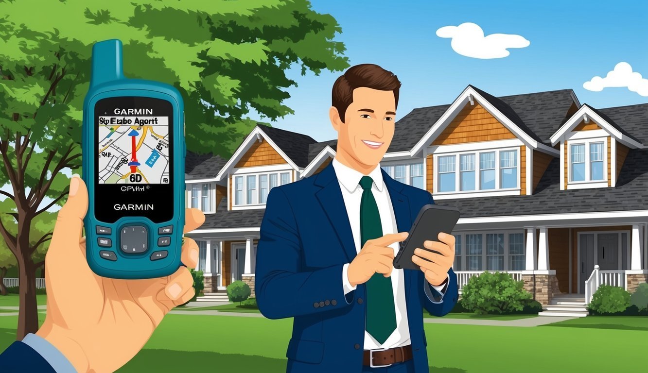 A real estate agent uses a Garmin GPSMAP 66st to navigate while showing properties