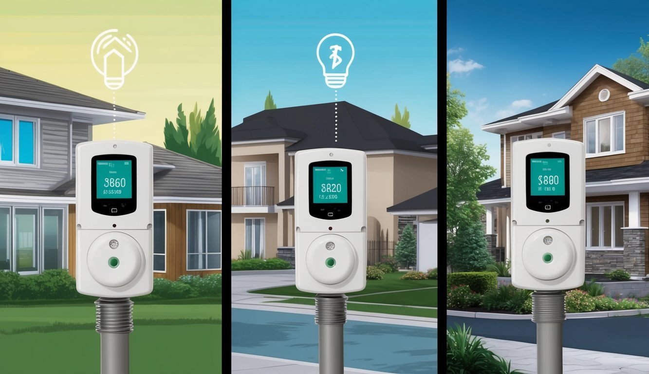 Three smart energy meters installed in different real estate properties, each with unique challenges and considerations