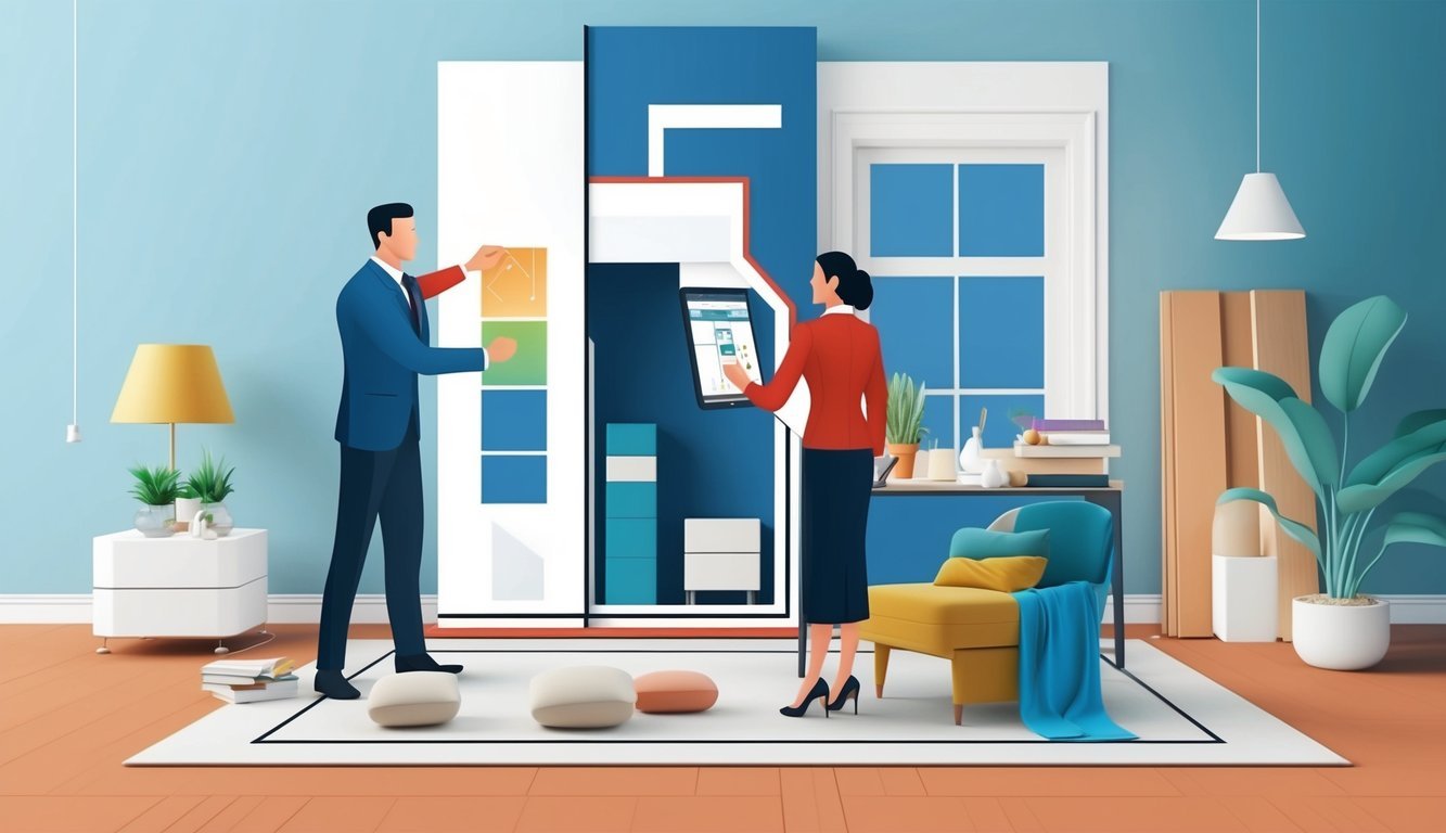 A realtor using digital design tools to plan interior renovations for maximizing return on investment