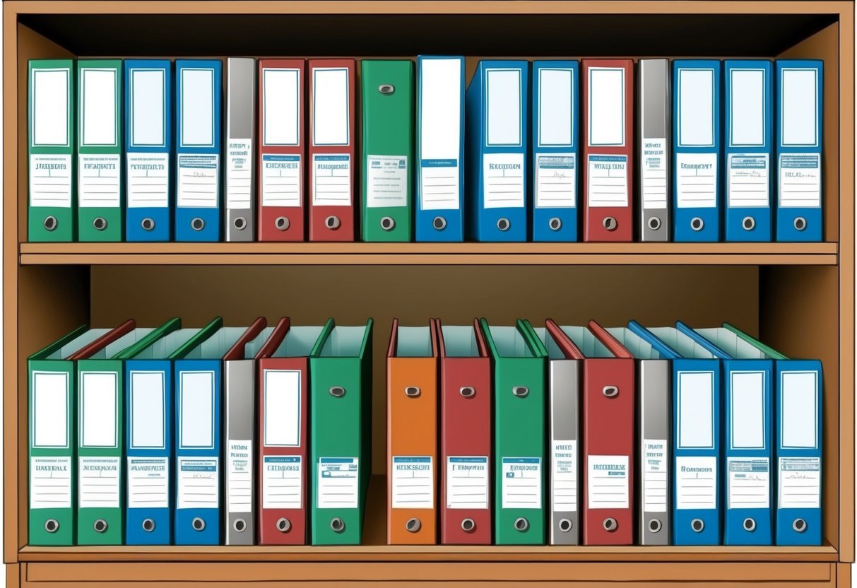 A neatly organized filing cabinet filled with labeled folders and documents related to rental properties