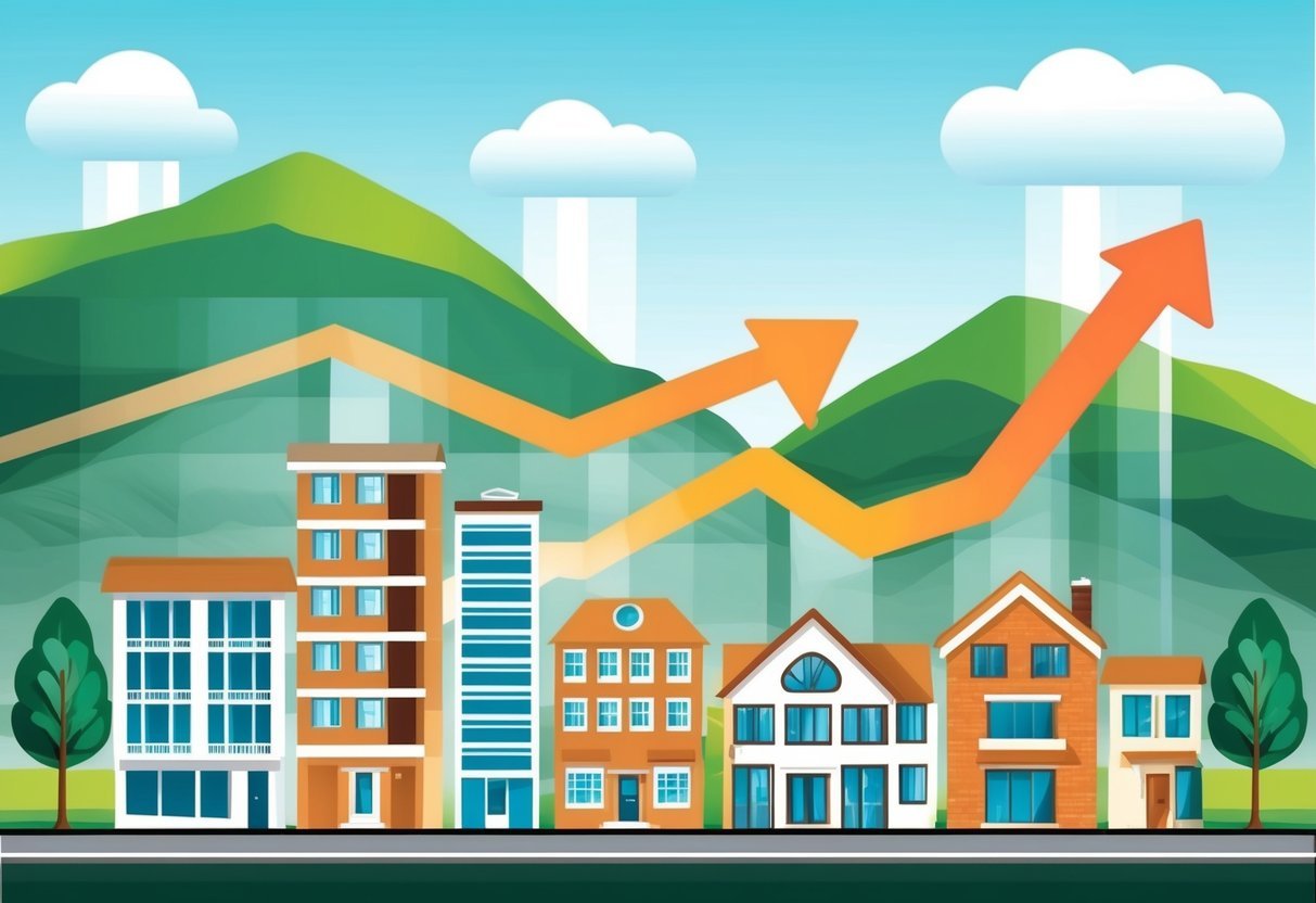 A diverse portfolio of properties, including residential, commercial, and land, with rising value over time