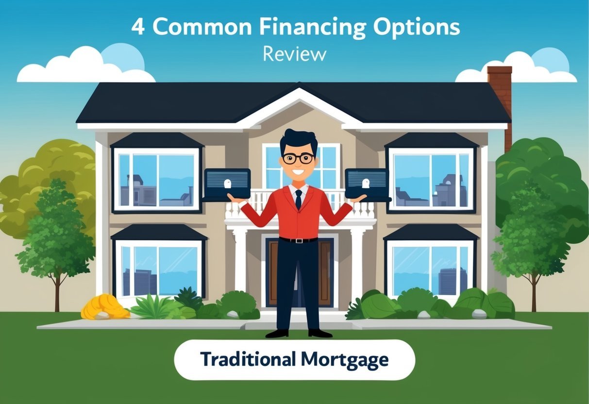 A real estate investor reviewing four common financing options for traditional mortgages