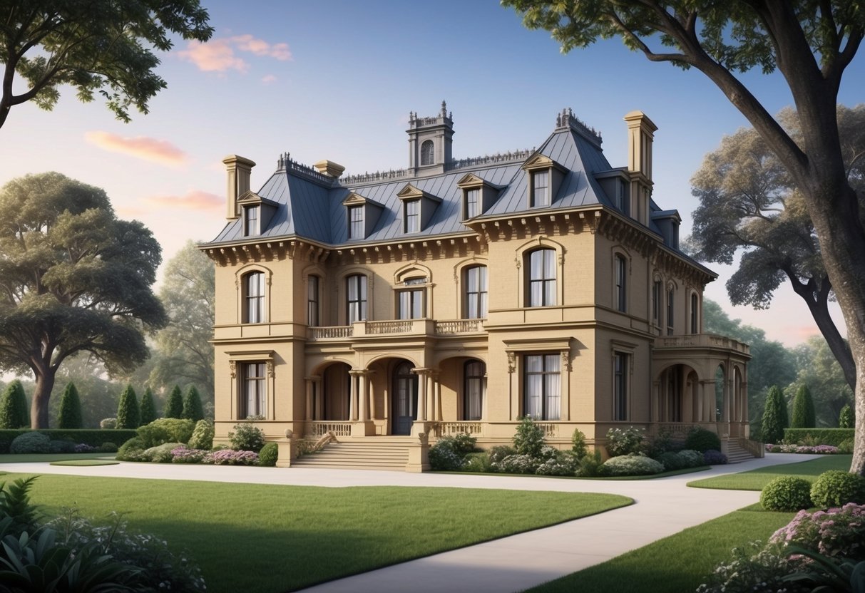 A historic property with unique architectural features, surrounded by mature trees and a well-maintained garden, evoking a sense of timeless elegance and potential for investment