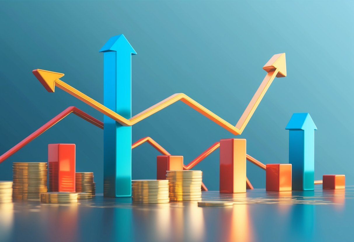 A graph showing increasing cash flow over time, with upward trending lines and positive financial indicators