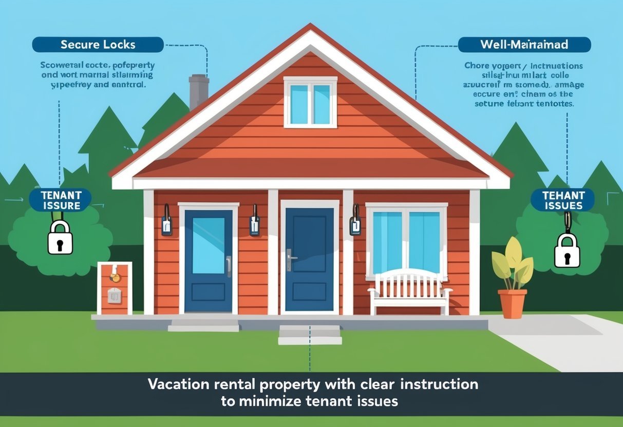 A vacation rental property with secure locks, clear instructions, and well-maintained amenities to minimize tenant issues