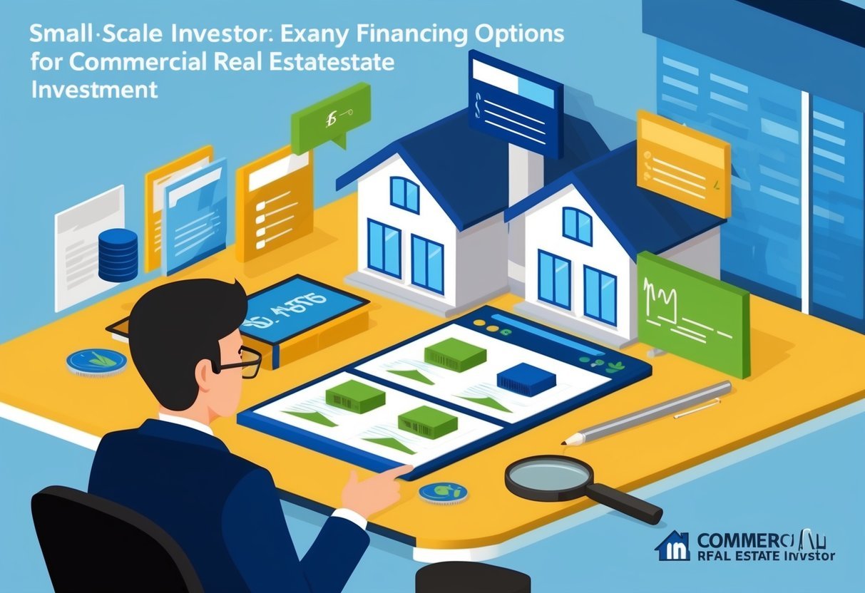 A small-scale investor examining various financing options for commercial real estate investment.</p><p>They are researching and strategizing to make the most of their low capital
