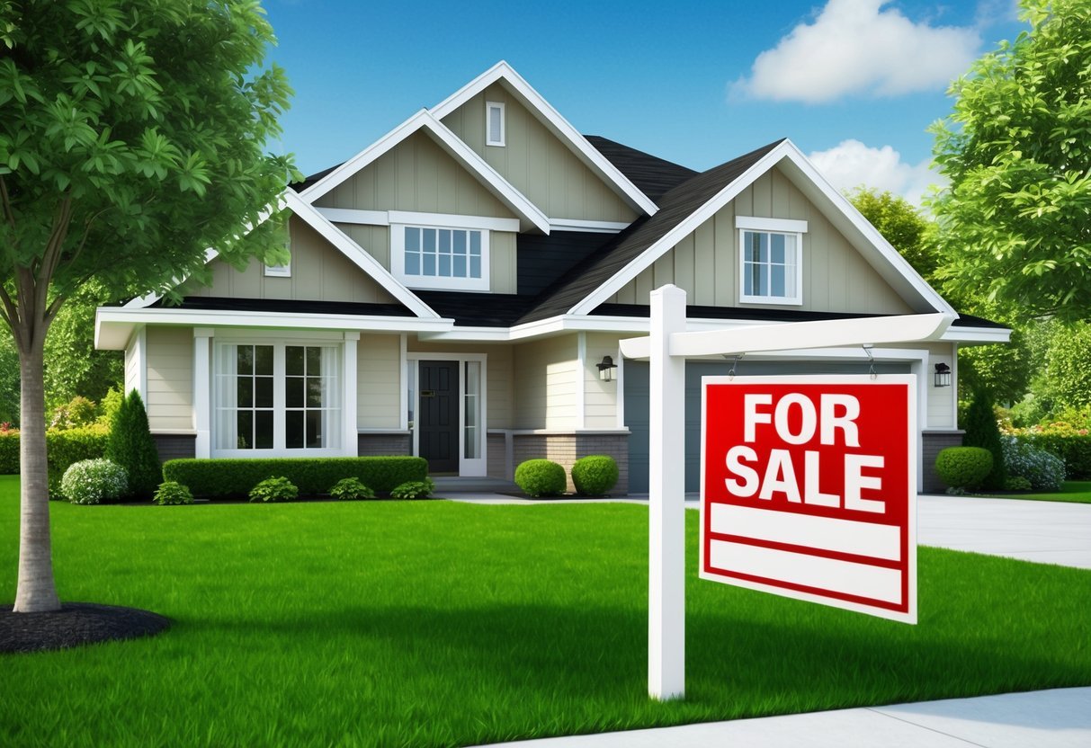 A well-maintained house with a manicured lawn, modern exterior, and clean interior.</p><p>A "For Sale" sign is displayed in the front yard