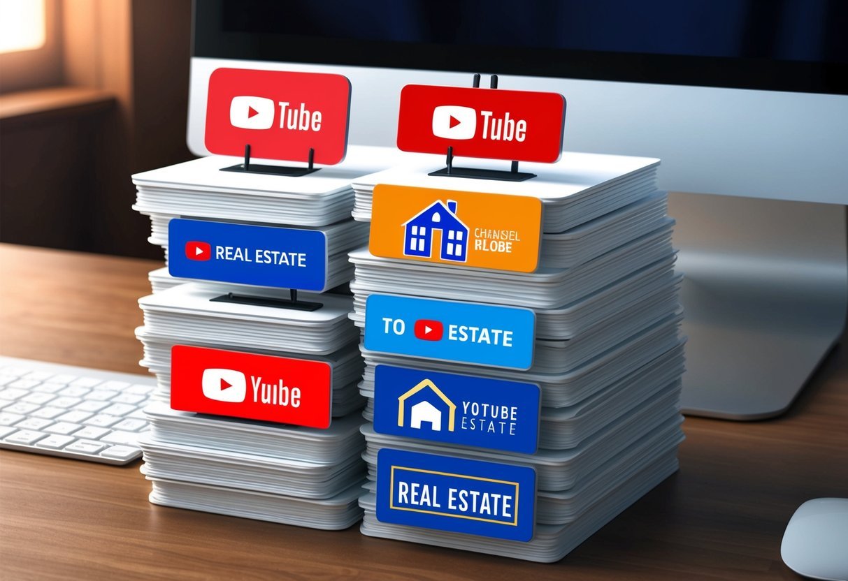 A stack of 10 YouTube channel logos related to real estate, arranged neatly on a computer screen